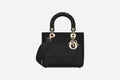 Medium Lady D-Lite Bag Black Cannage Embroidery