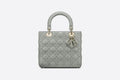 Medium Lady Di**r Bag Gray Cannage Lambskin