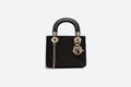 Mini Lady Di**r Bag Black Calfskin with Bead Embroidery