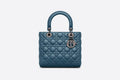 Medium Lady Di**r Bag Steel Blue Cannage Lambskin