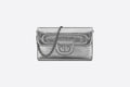 Medium Di**rDouble Bag Silver-Tone Di**r Spatial Crinkled Metallic Calfskin