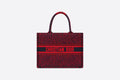Small Dior Book Tote Navy Blue I Love Paris and Red Hearts Embroidery