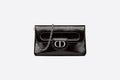 Medium Di**rDouble Bag Black Crinkled Patent Lambskin