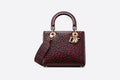 Medium Lady Di**r Bag Navy Blue I Love Paris and Red Hearts Calfskin