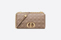 Large Di**r Caro Bag Warm Taupe Supple Cannage Calfskin