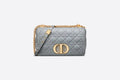 Medium Di**r Caro Bag Gray Supple Cannage Calfskin