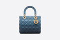 MEDIUM LADY Di**r BAG Indigo Blue Gradient Cannage Lambskin