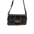Gucci Vintage Black Leather GG Buckle Detail Shoulder Bag 124259