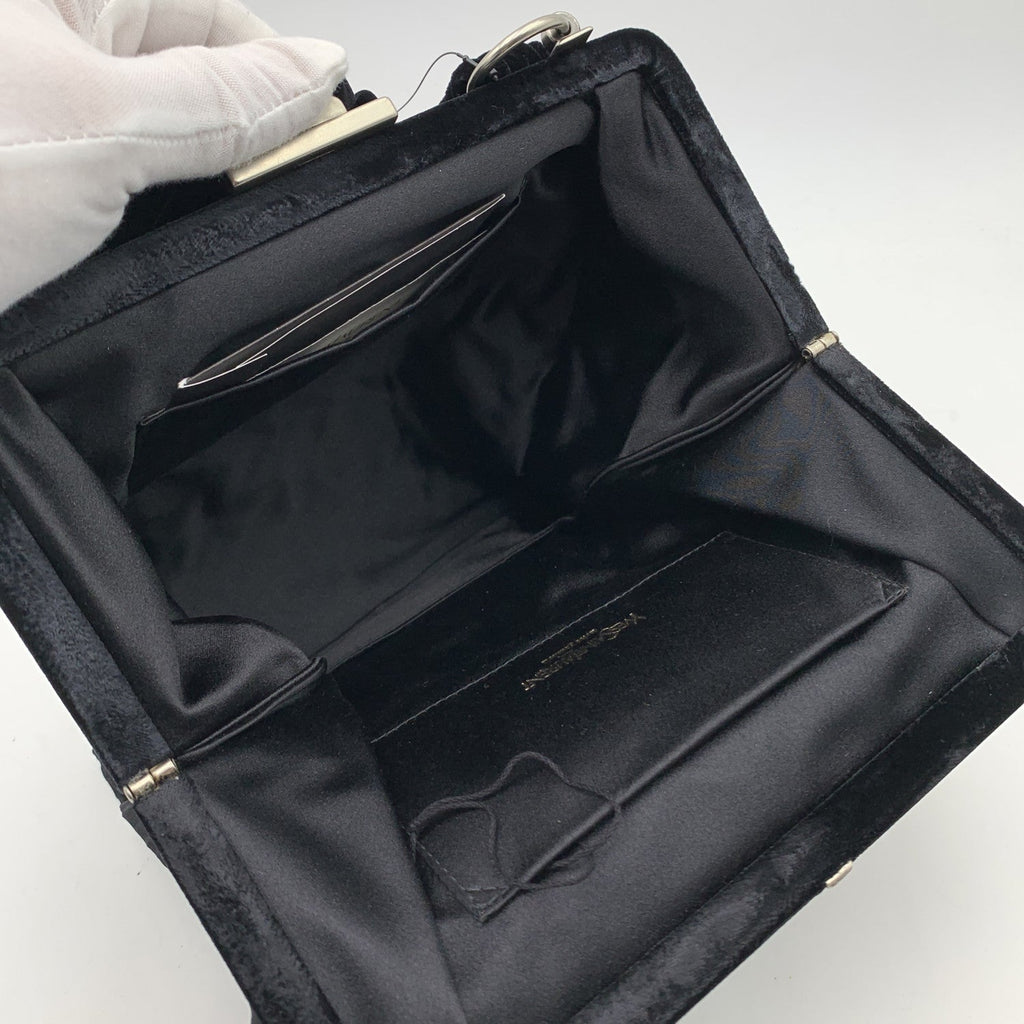YVES SAINT LAURENT Black Fabric Velvet Evening Bag Handbag