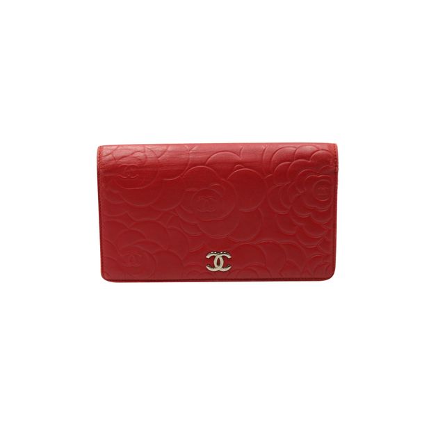CHANEL Red Camelia Wallet