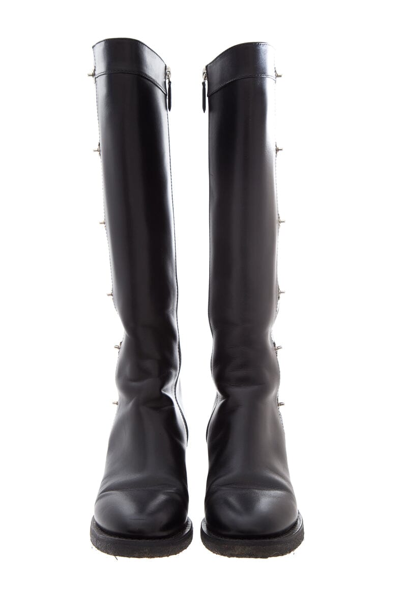Chanel Black Knee High Riding Boots SZ 38.5