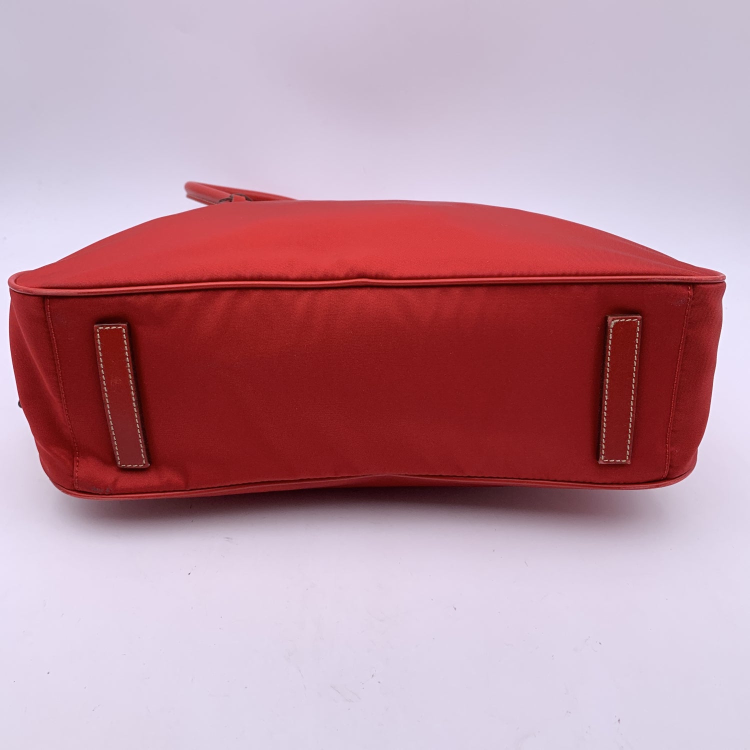 PRADA Red Tessuto Travel Canvas And Leather Bowling Bag Bl0081