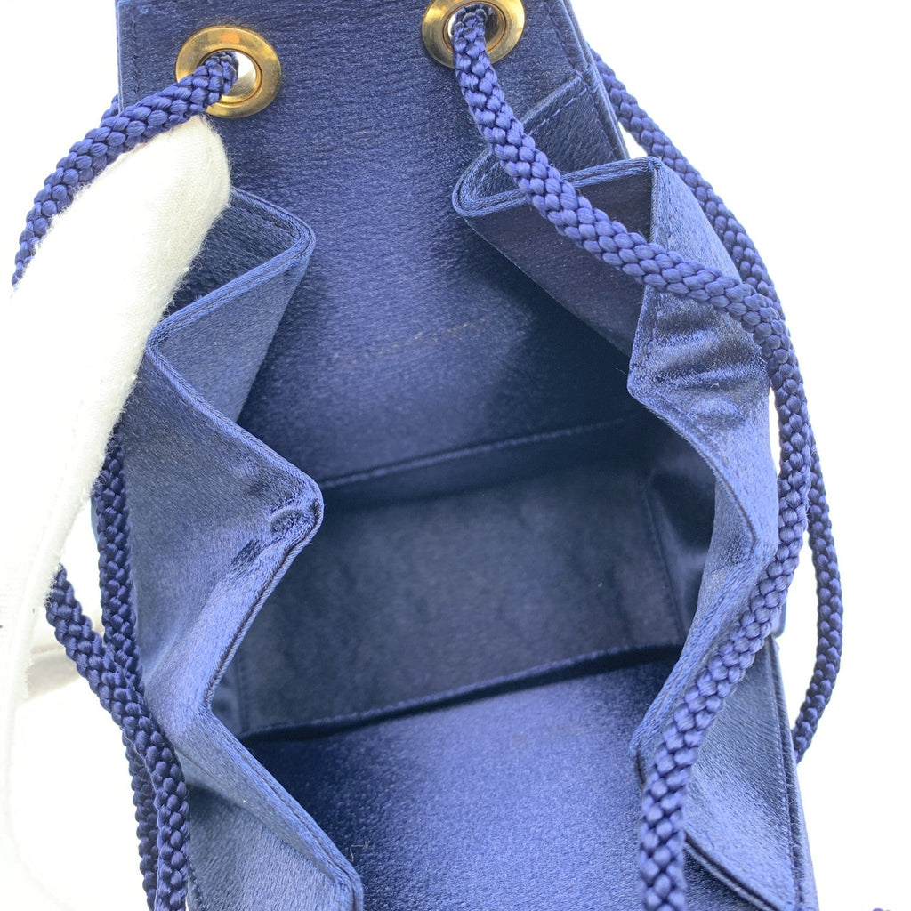 YVES SAINT LAURENT Vintage Blue Satin Shoulder Drawstring Box Bag