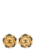 Chanel Gold Clip On Logo Earrings