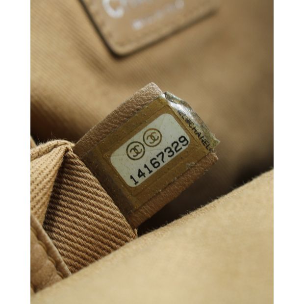 CHANEL Light Brown And Black Quilted Tote Bag In Silver Hardware