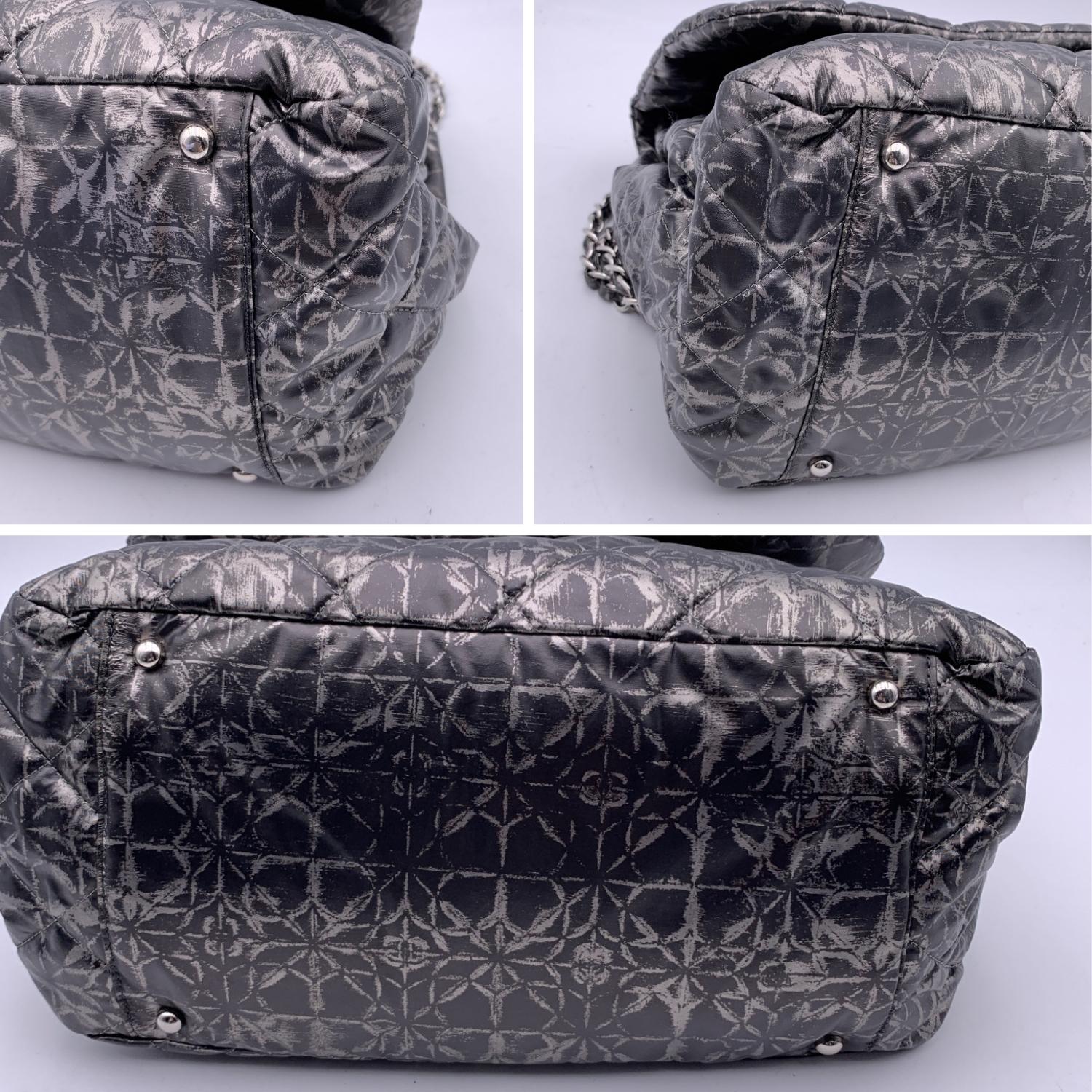 CHANEL Rock In Moscow Grey Abstract Print Nylon Accordion Flap Bag