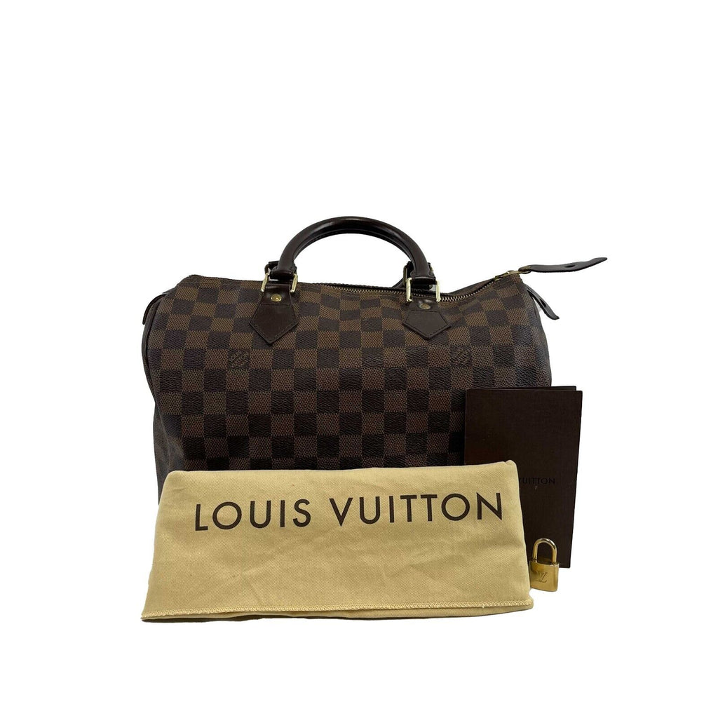 LOUIS VUITTON Speedy 30 2013 Damier Ebene Brown Handbag