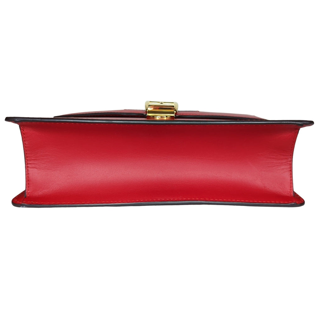 Gucci Calfskin Small Sylvie Chain Shoulder Bag Hibiscus Red