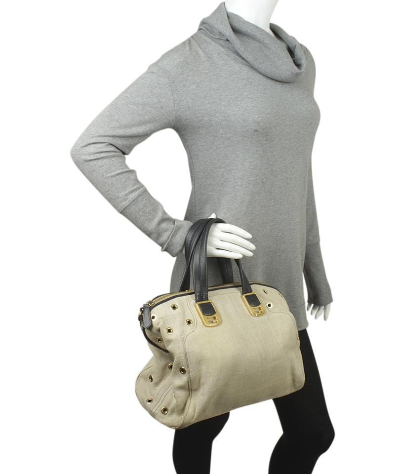 Fendi 8b Chameleon Grey Canvas Satchel