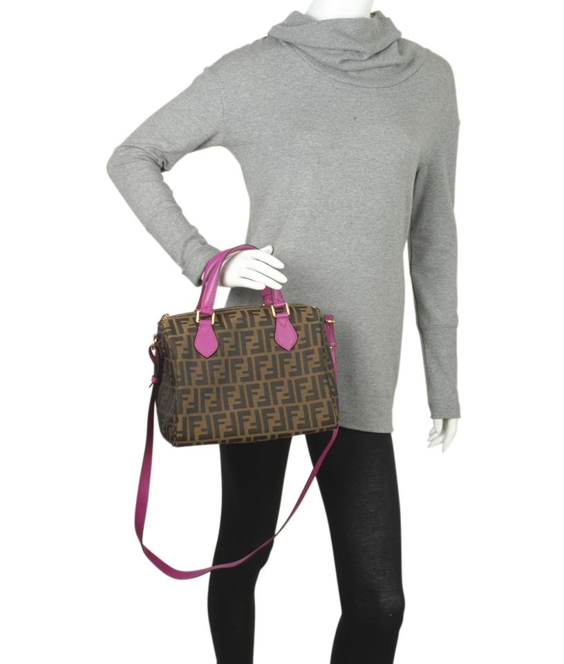 Fendi 8b Medium Zucca Boston Brown Canvas Satchel