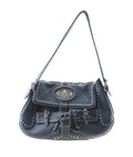 Fendi 8b Selleria Blue Leather Shoulder Bag