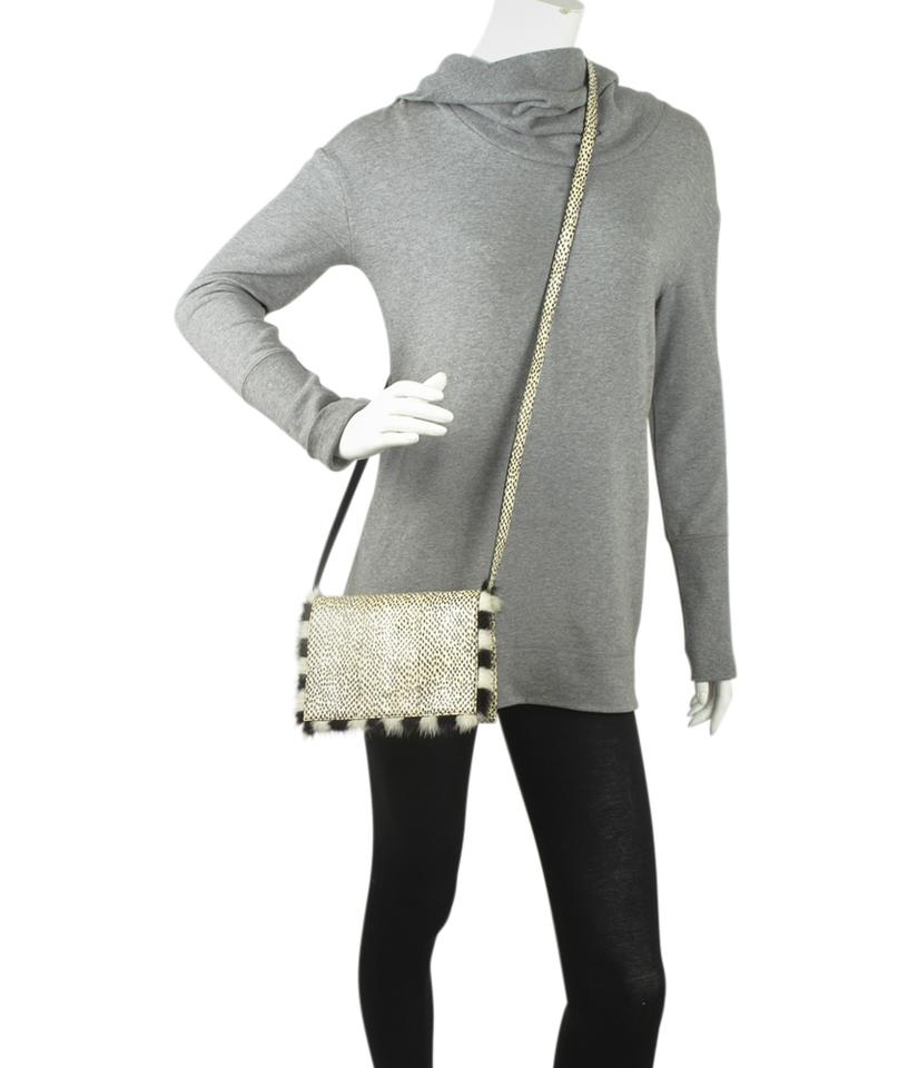 Fendi 8b White & Black Antheia Whitexblack Snakeskin Cross Body Bag