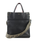 Fendi 8b Flip Medium Black Suede & Leather Brownxblack Leatherxsuede Tote