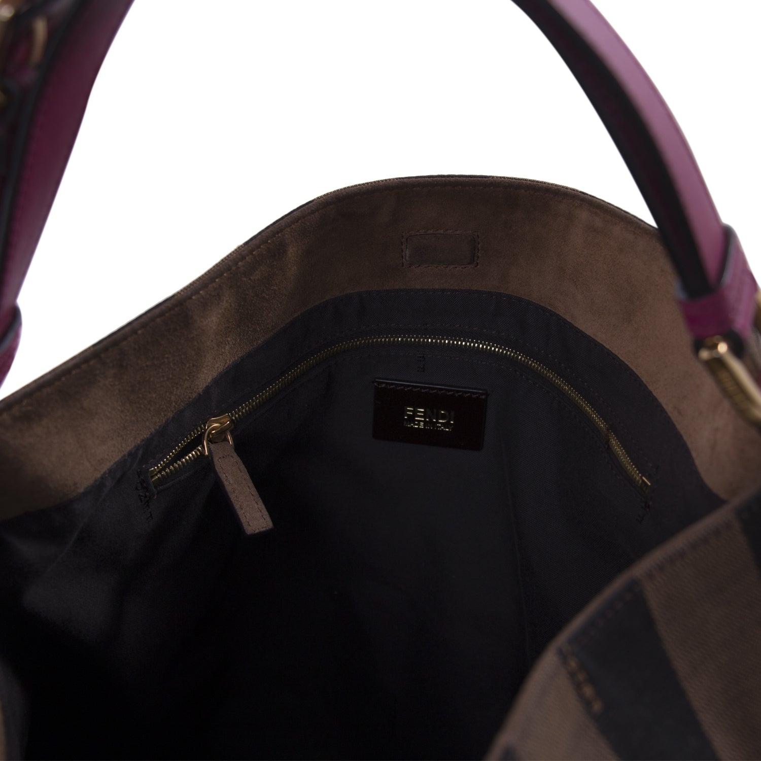 Fendi Leather-Trimmed Pequin Hobo Bag