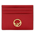 Fendi F Logo Fragola Red Leather Card Case Wallet 8M0445