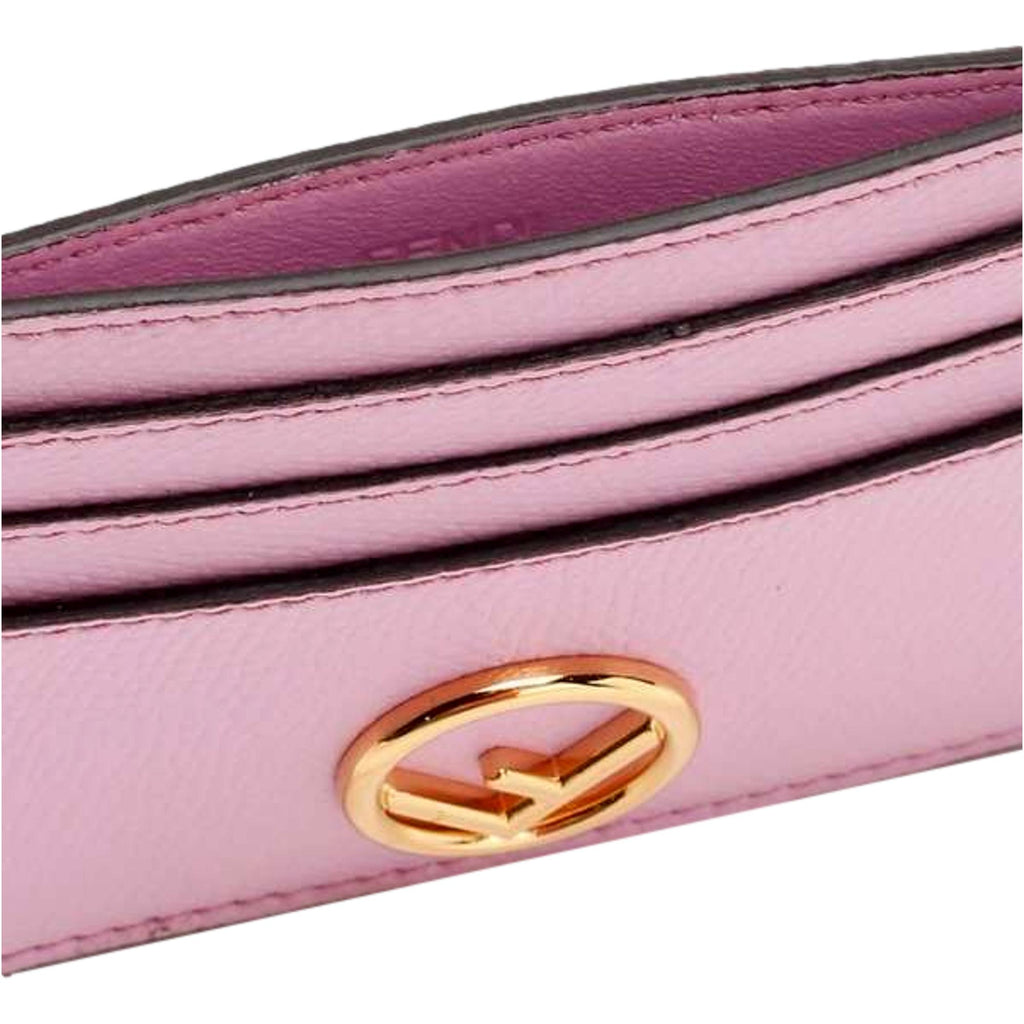 Fendi F Logo Lavanda Pink Leather Card Case Wallet 8M0445