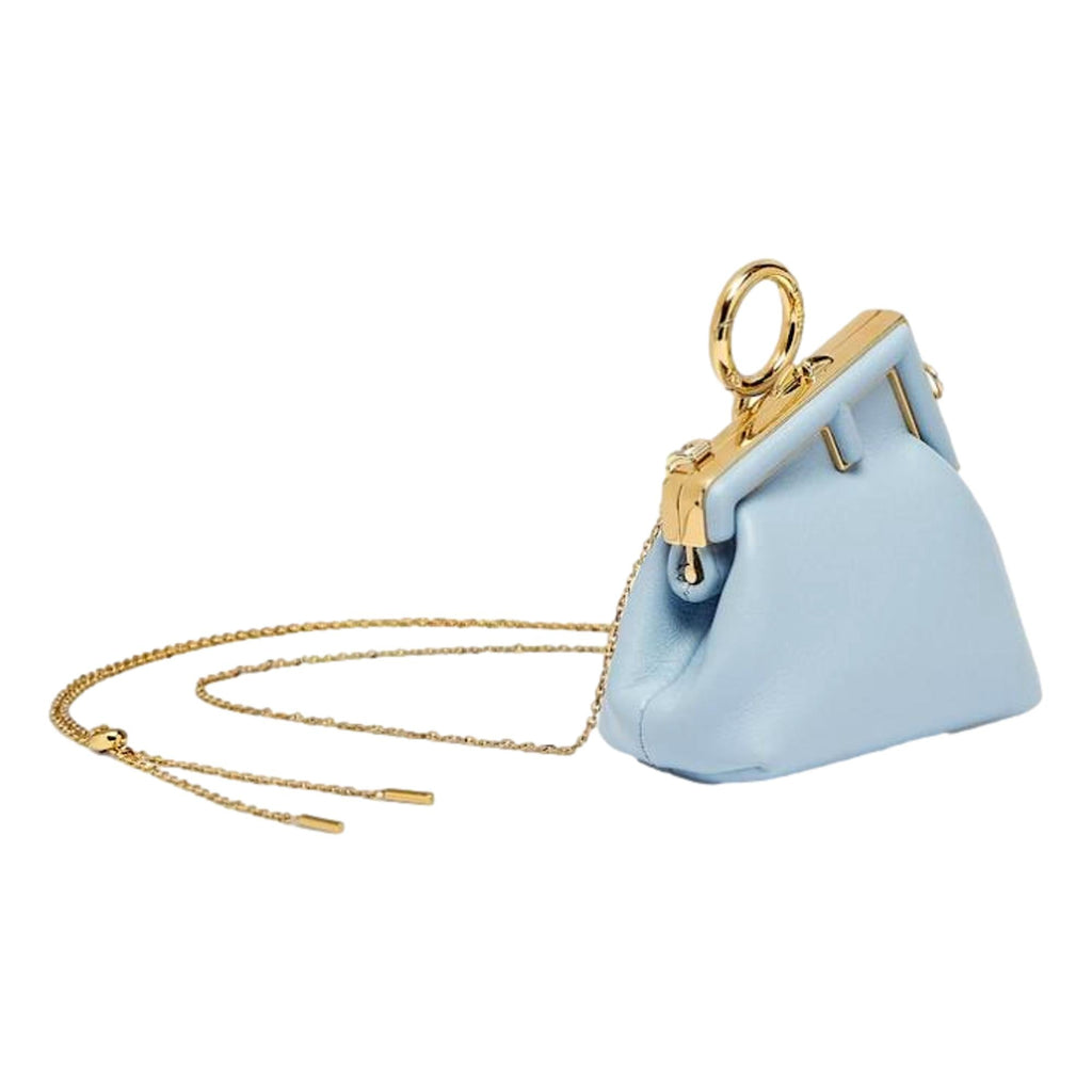 Fendi First Blue Leather Nano Coin Purse Charm 7AS051