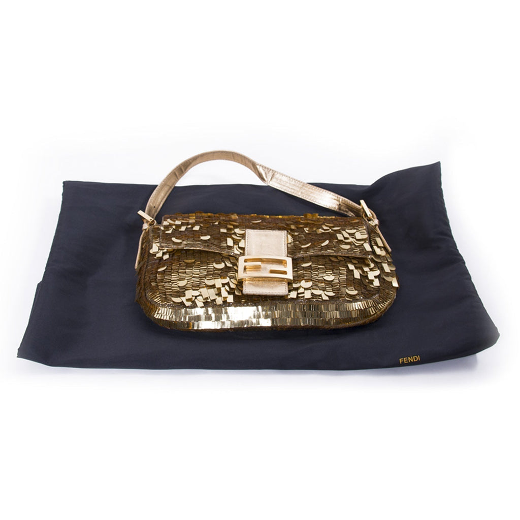 Fendi Gold Sequin Baguette
