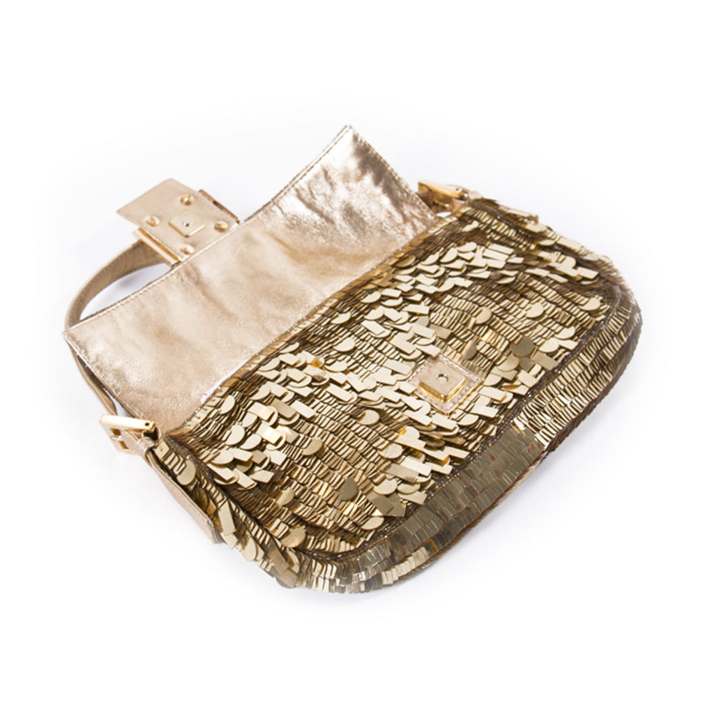 Fendi Gold Sequin Baguette