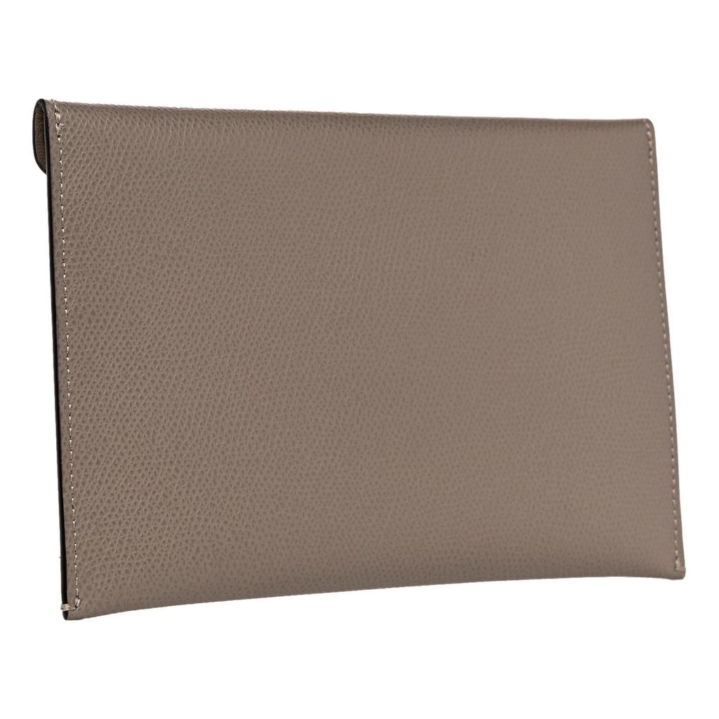 Fendi F is Fendi Gray Pebbled Leather Flat Pouch Large 8N0151