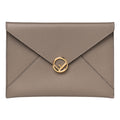 Fendi F is Fendi Gray Pebbled Leather Flat Pouch Large 8N0151