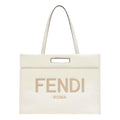 Fendi Logo 2-Way Smooth Ivory Leather Tote Bag 7VA480