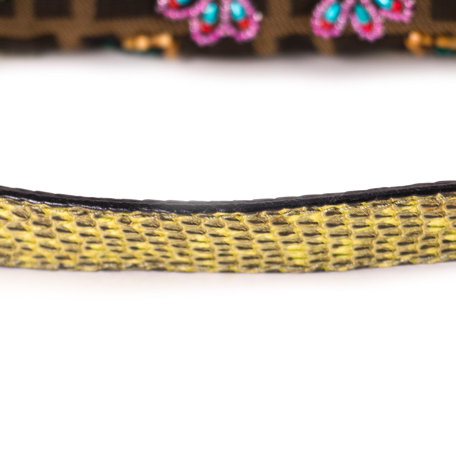 Fendi Floral Beaded Zucca Mini Baguette