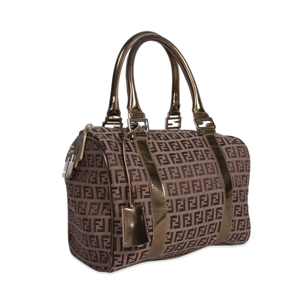 Fendi Zucca Spalmati Boston Bag