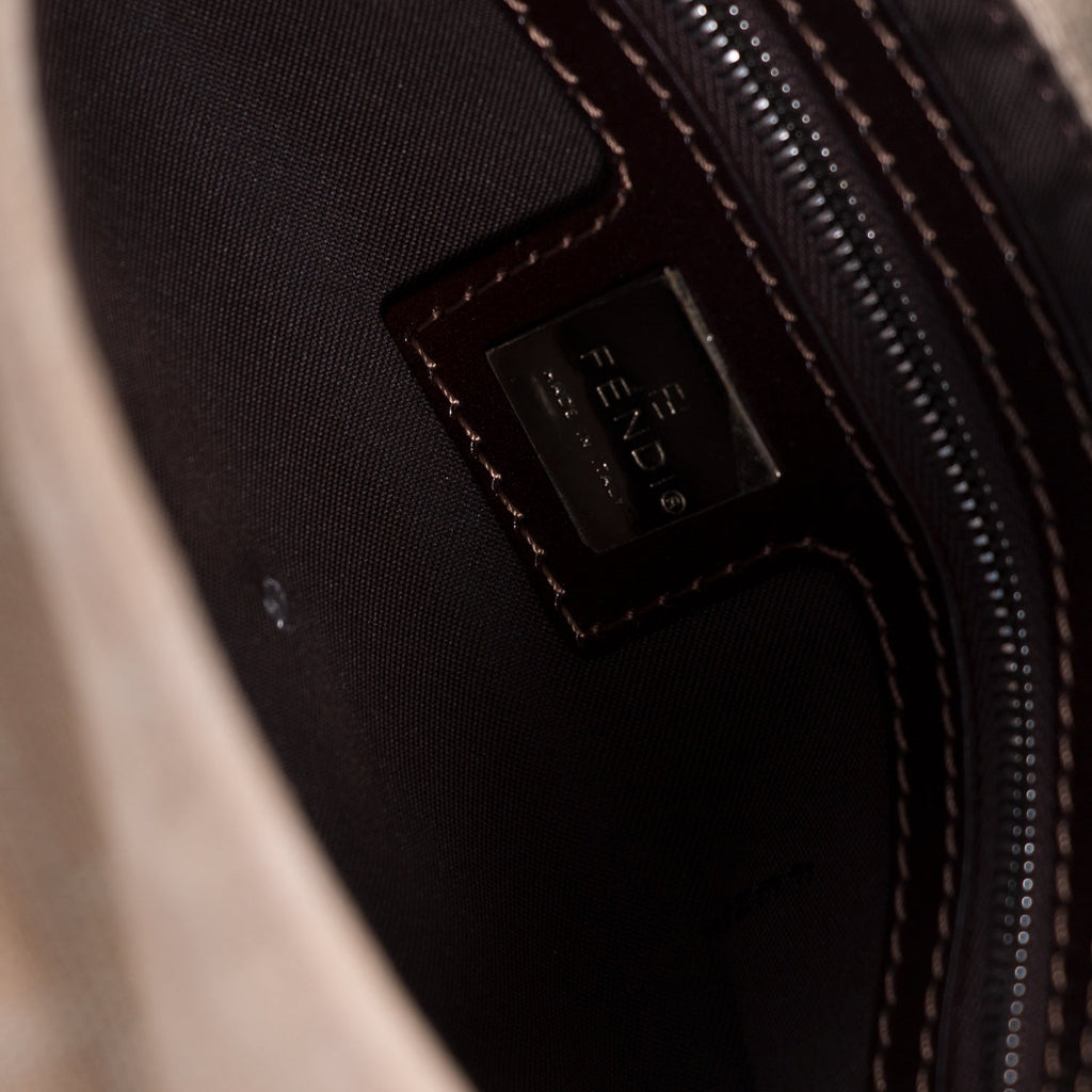 Fendi Natural Canvas Small Baguette