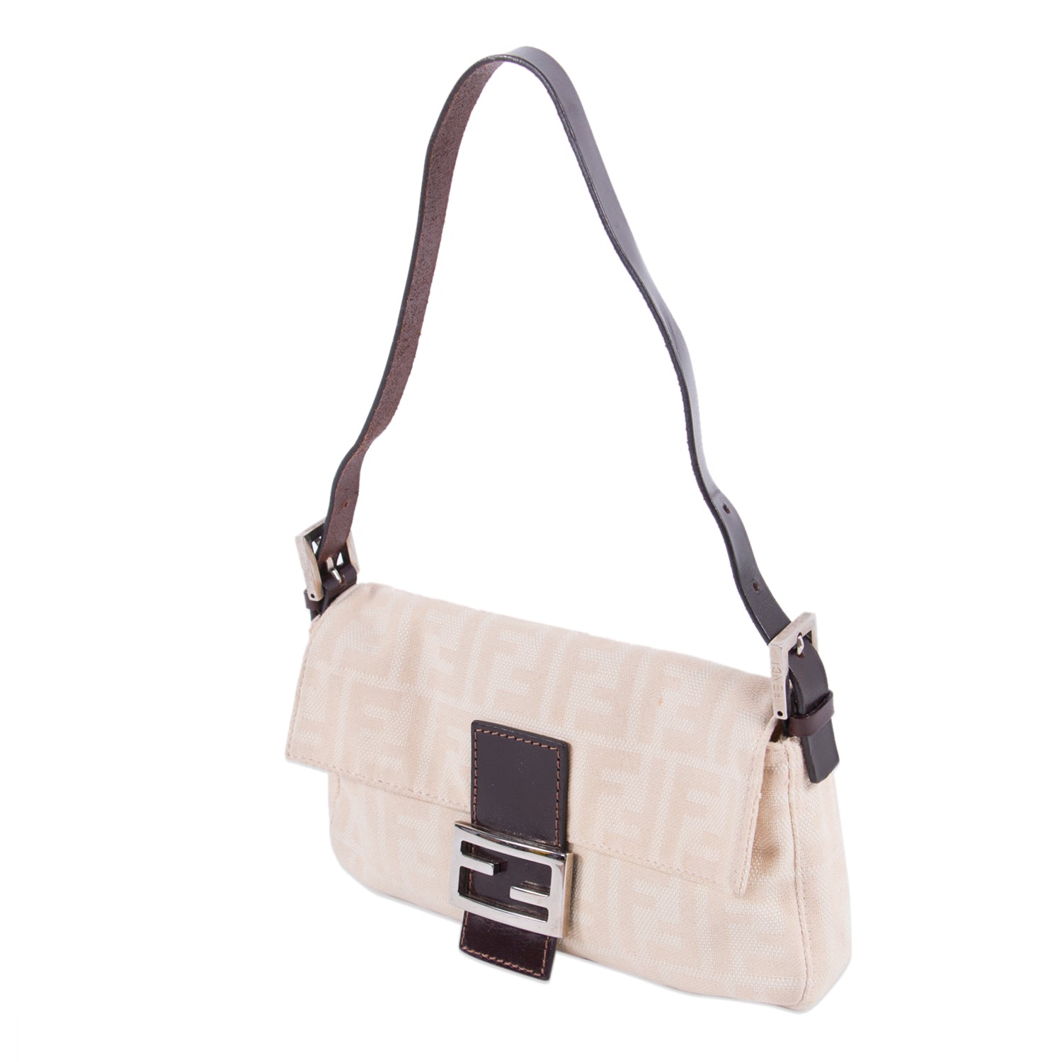 Fendi Natural Canvas Small Baguette