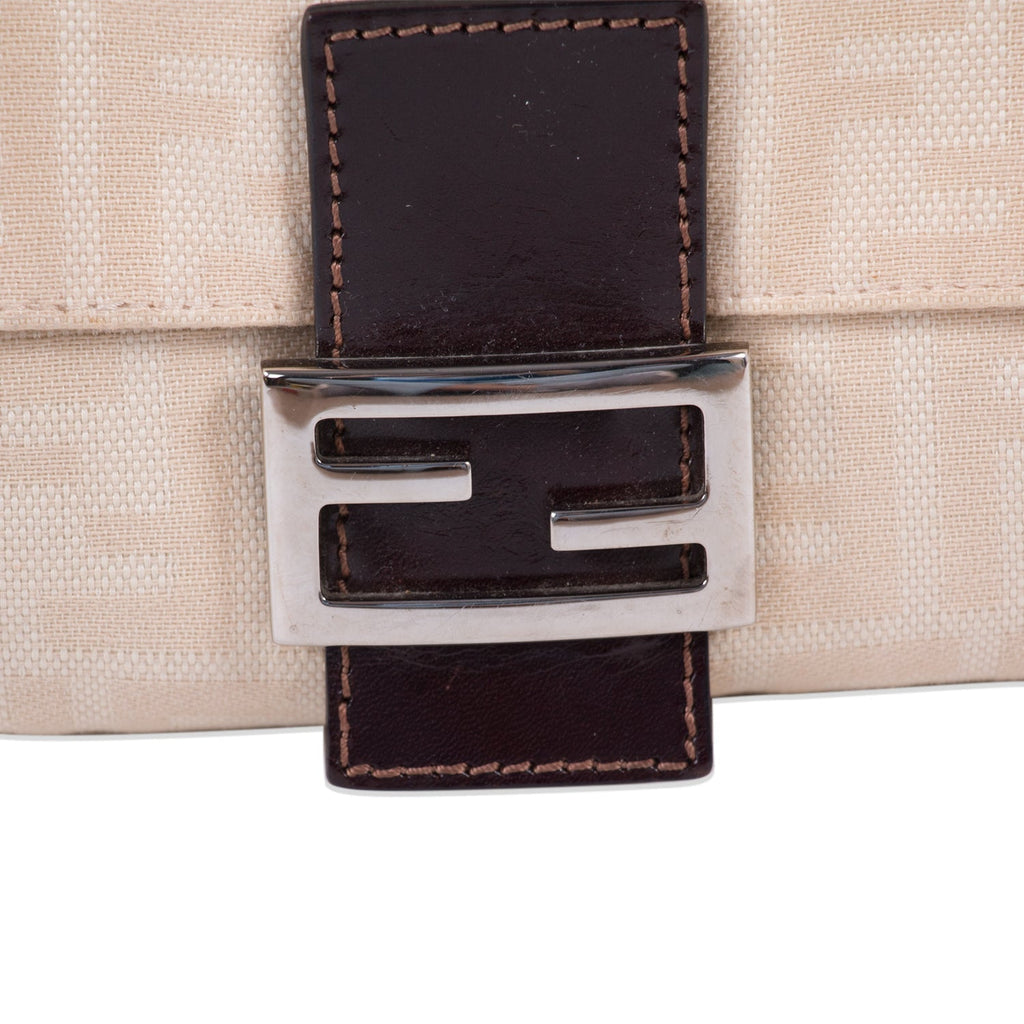 Fendi Natural Canvas Small Baguette