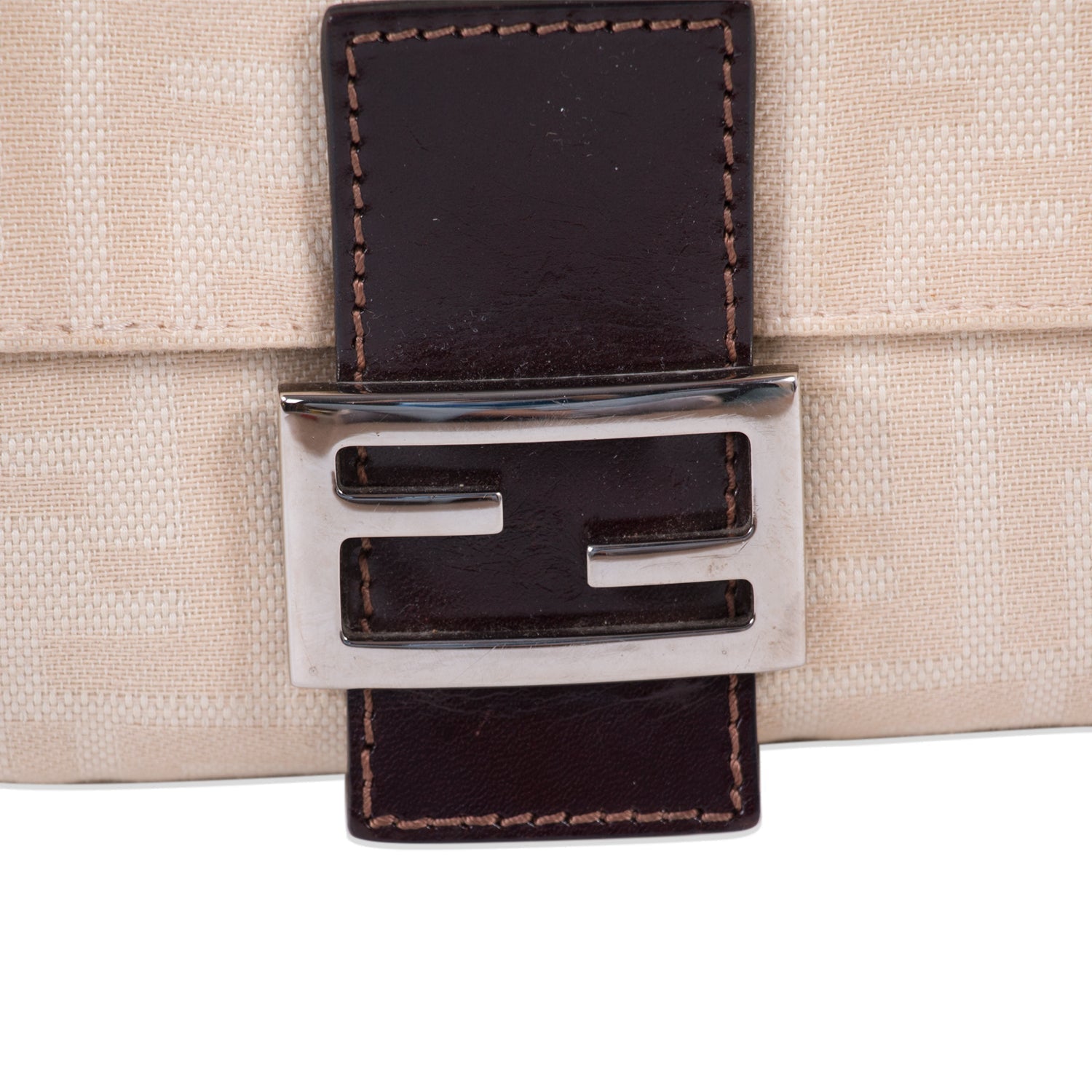 Fendi Natural Canvas Small Baguette