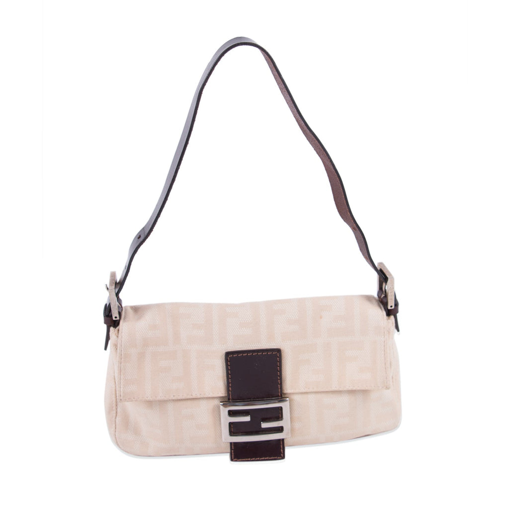 Fendi Natural Canvas Small Baguette