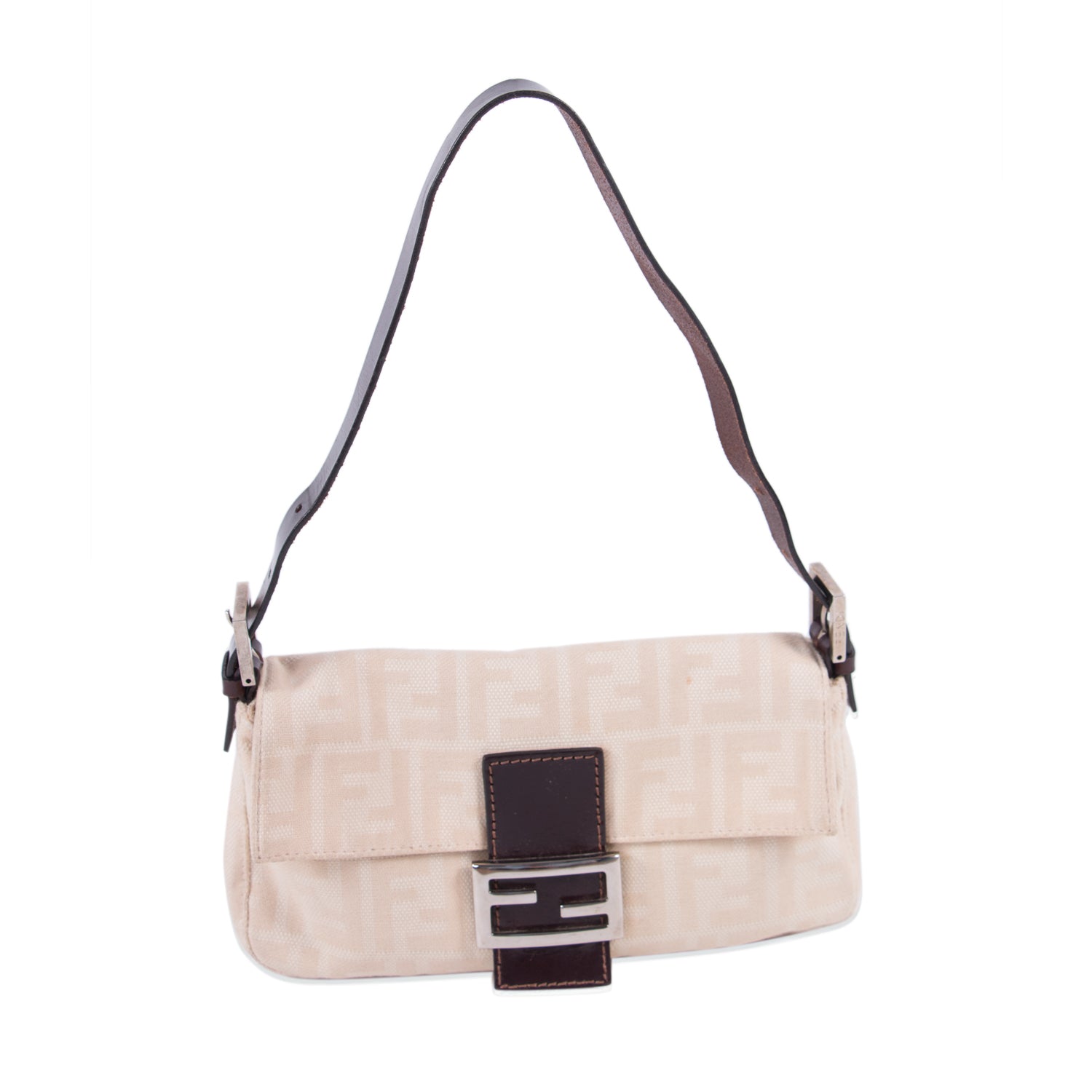 Fendi Natural Canvas Small Baguette