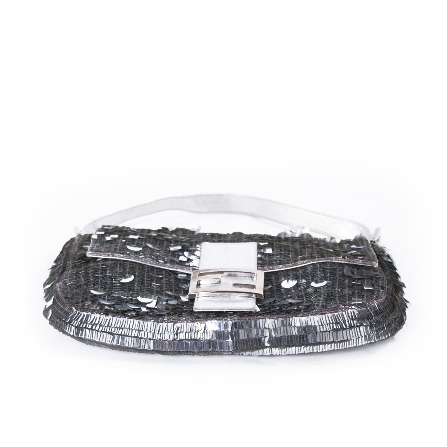 Fendi Silver Sequin Baguette