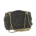 CHANEL Lamb Skin Matelasse Chain Shoulder Bag Black CC  am1201gA