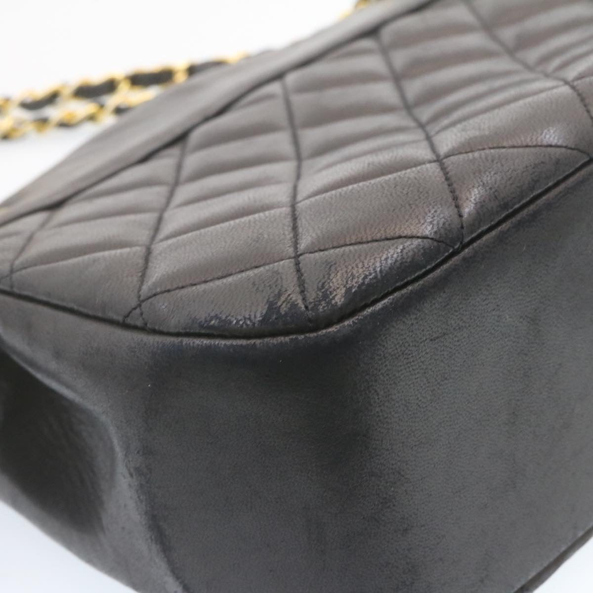CHANEL Lamb Skin Matelasse Chain Shoulder Bag Black CC  am1201gA