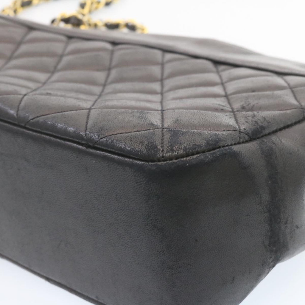 CHANEL Lamb Skin Matelasse Chain Shoulder Bag Black CC  am1201gA