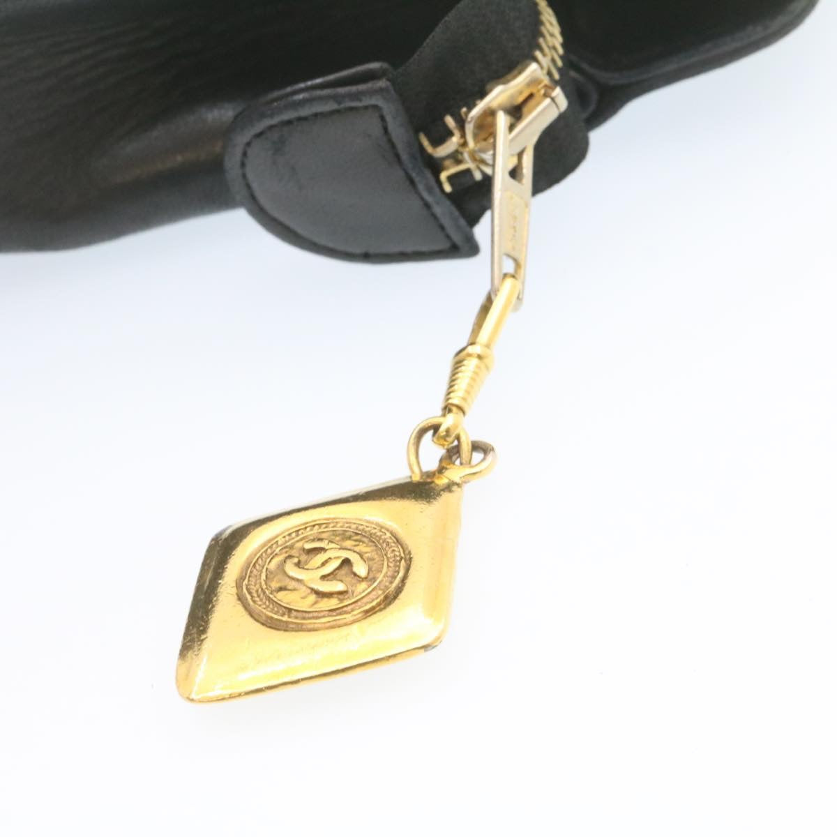 CHANEL Lamb Skin Matelasse Chain Shoulder Bag Black CC  am1201gA