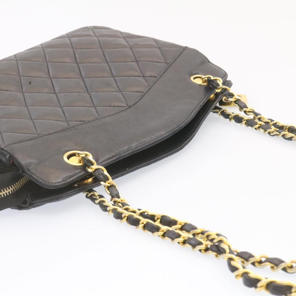 CHANEL Lamb Skin Matelasse Chain Shoulder Bag Black CC  am1201gA